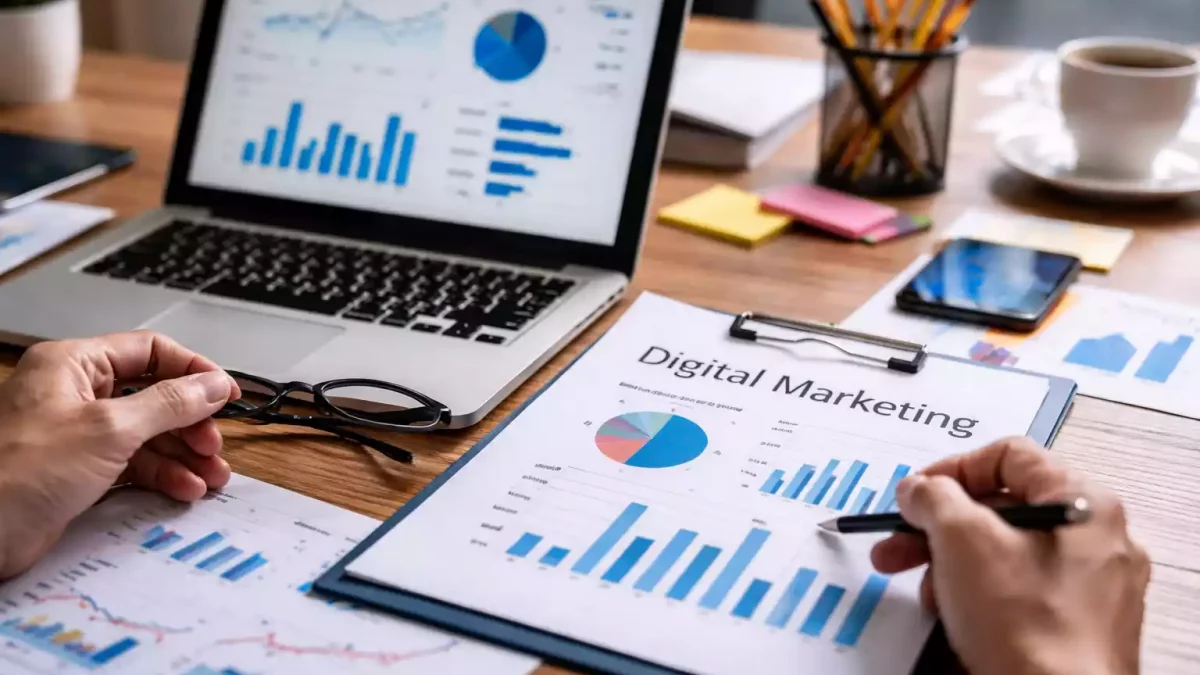 Marketing digital sin estrategia en una pyme analizando datos y planificación online